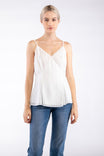Faux Wrap Cami With Lace Trim