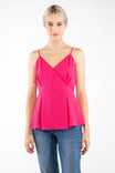 Faux Wrap Cami With Lace Trim