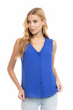 Pleated Ruffle V-Neck Top