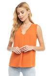 V Neck Tank With Frill Detail