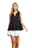 Tiered Top With Stitching Neckline Detail