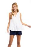 Tiered Top With Stitching Neckline Detail