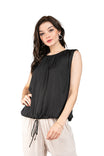 Boxy Sheering Top With Elasticized Waist