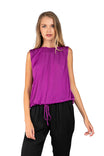 Boxy Sheering Top With Elasticized Waist