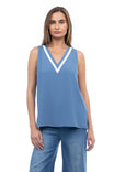V-Neck Tank With Contrast Band Detail