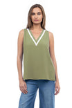 V-Neck Tank With Contrast Band Detail