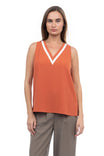 V-Neck Tank With Contrast Band Detail