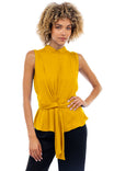 Mock Neck Top With Front Drape Detail