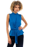 Mock Neck Top With Front Drape Detail