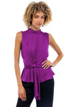 Mock Neck Top With Front Drape Detail