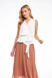 Surplice Sleeveless Top With Tie Front Detail