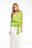 Surplice Sleeveless Top With Tie Front Detail