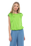 Boat Neck Top With Elasticized Hem