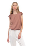 Boat Neck Top With Elasticized Hem