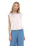 Boat Neck Top With Elasticized Hem