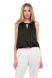 Halter Bubble Top With Front Button Opening Detail