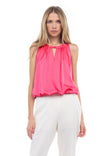 Halter Bubble Top With Front Button Opening Detail