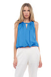 Halter Bubble Top With Front Button Opening Detail