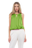 Halter Bubble Top With Front Button Opening Detail