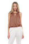 Halter Bubble Top With Front Button Opening Detail