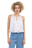 Halter Bubble Top With Front Button Opening Detail