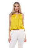Halter Bubble Top With Front Button Opening Detail