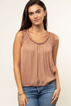 Scoop Neck Tank Top With Shirring Detail