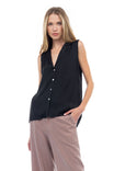 Collared Sleeveless Button Down Shirt