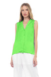 Collared Sleeveless Button Down Shirt