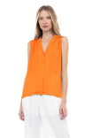 Collared Sleeveless Button Down Shirt