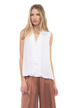 Collared Sleeveless Button Down Shirt