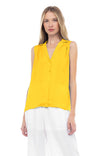 Collared Sleeveless Button Down Shirt