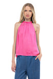 Halter Top With Neck Shirring Detail