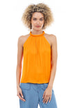 Halter Top With Neck Shirring Detail