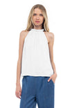 Halter Top With Neck Shirring Detail