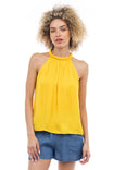 Halter Top With Neck Shirring Detail