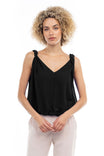 Sleeveless Bubble Top With Twisted Shoulder Detail