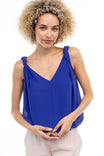 Sleeveless Bubble Top With Twisted Shoulder Detail