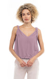Sleeveless Bubble Top With Twisted Shoulder Detail