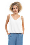 Sleeveless Bubble Top With Twisted Shoulder Detail