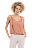 Sleeveless Bubble Top With Twisted Shoulder Detail
