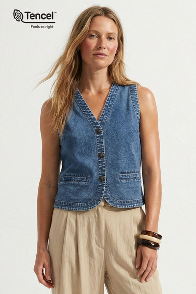 Tencel Acid Wash Denim Vest – Naked Zebra Wholesale