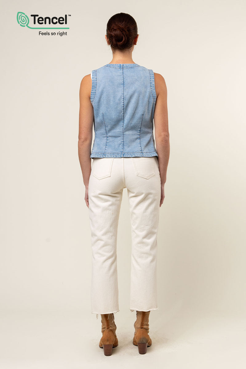 Tencel™ Acid Wash Denim Vest – Naked Zebra Wholesale Tencel™ Acid Wash Denim Vest – Naked Zebra Wholesale
