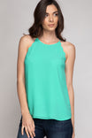 Scallop Tank Top With Back Button Keyhole