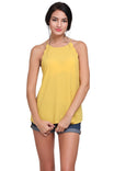 Scallop Tank Top With Back Button Keyhole