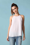 Scallop Tank Top With Back Button Keyhole