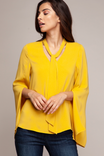 Split Flare Sleeve Plunge Neck Blouse