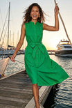 Sleeveless Belted Maxi Shirt Dress