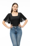 Smocked Sides Square Neck Crop Top
