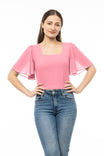 Smocked Sides Square Neck Crop Top